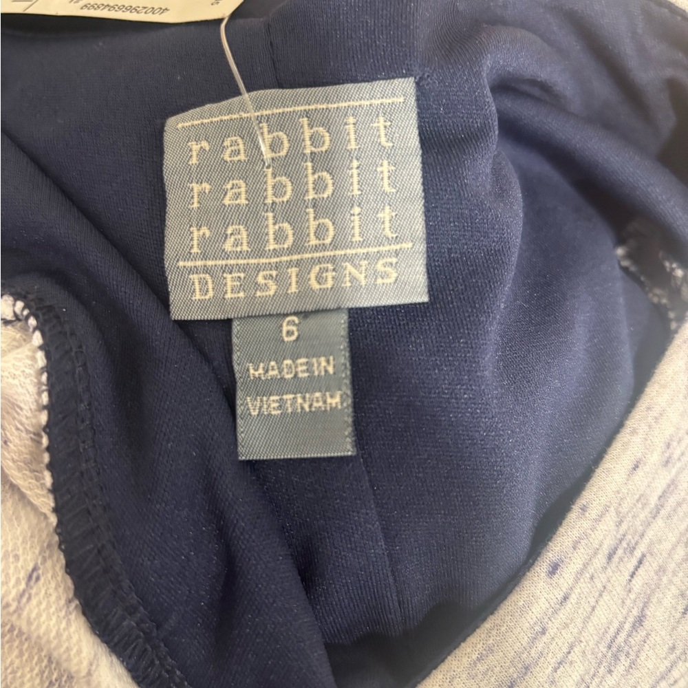 Rabbit Rabbit Rabbit. Cream-light blue Midi Dress. Size 6 - Picture 6 of 7